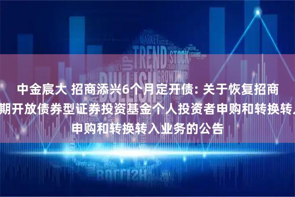 中金宸大 招商添兴6个月定开债: 关于恢复招商添兴6个月定期开放债券型证券投资基金个人投资者申购和转换转入业务的公告